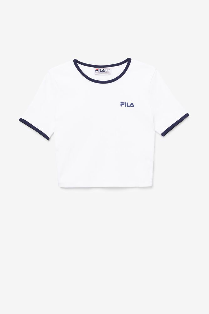 Fila Tričko Damske Perla Crop Top Biele - CVQSJ8406